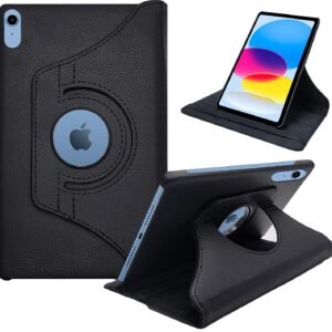 SafeMode iPad 10 (10th Gen) 2022/ iPad 11 (11th Gen) A16 2025 Flip Cover | Leather Finish | 360 Degree Rotate Back Cover | Shockproof Back Case for iPad 10th Gen/iPad 11th Gen /A16 (Black)